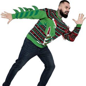 NWOT Ugly Dinosaur Christmas Sweater Xmas Pullover SZ L